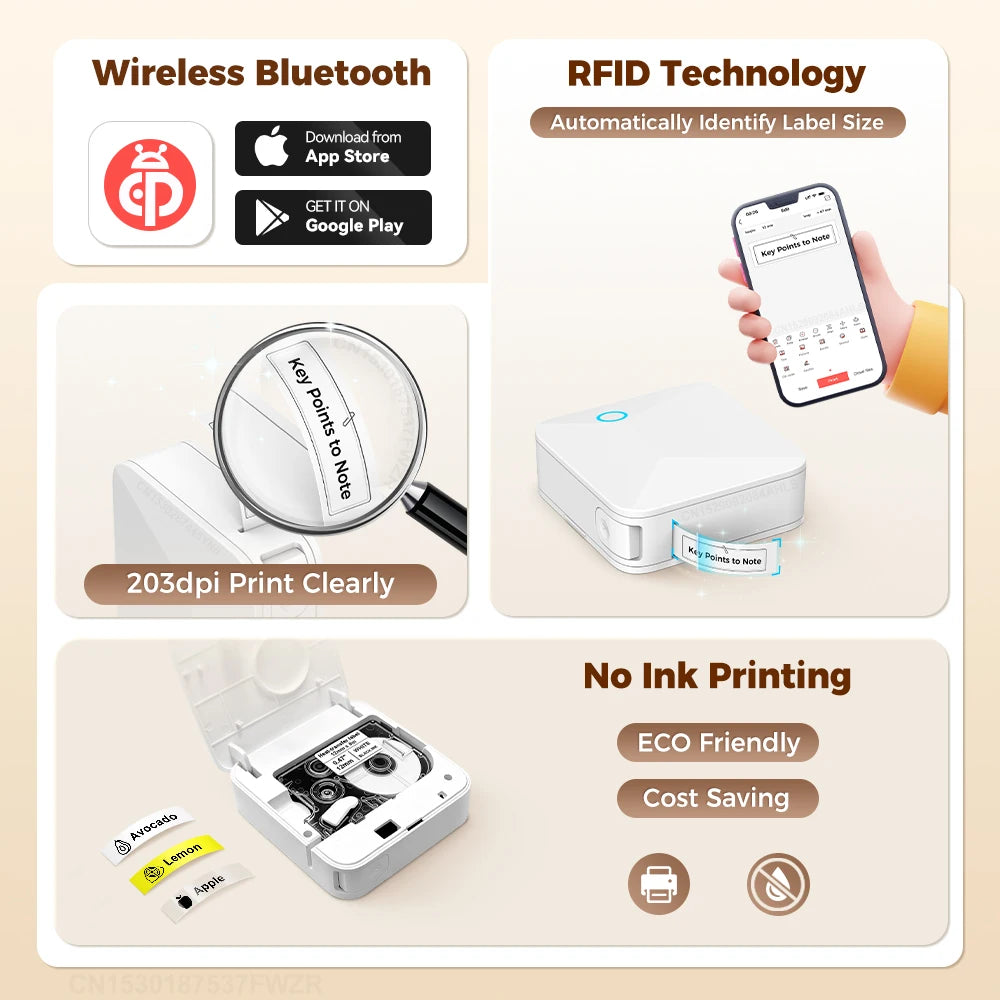 Labelwell R15 Bluetooth Thermal Transfer Label & Fabric Tag Printer