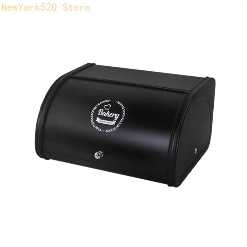 Rustic Iron Bread Box with Roll Top Lid – Kitchen Storage