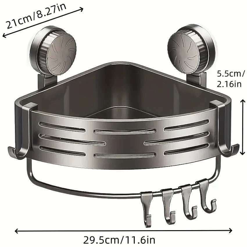 Suction Cup Corner Shower Rack with Hook Rod | VIBE