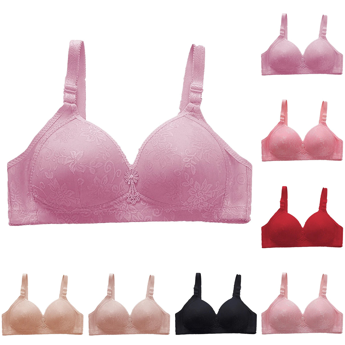 Women's Wire-Free Gathering Bra – Breathable Seamless Half Cup