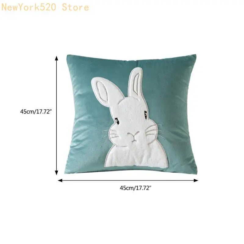 Rabbit Cushion Cover 45x45cm Square Sofa Decorative Pillow