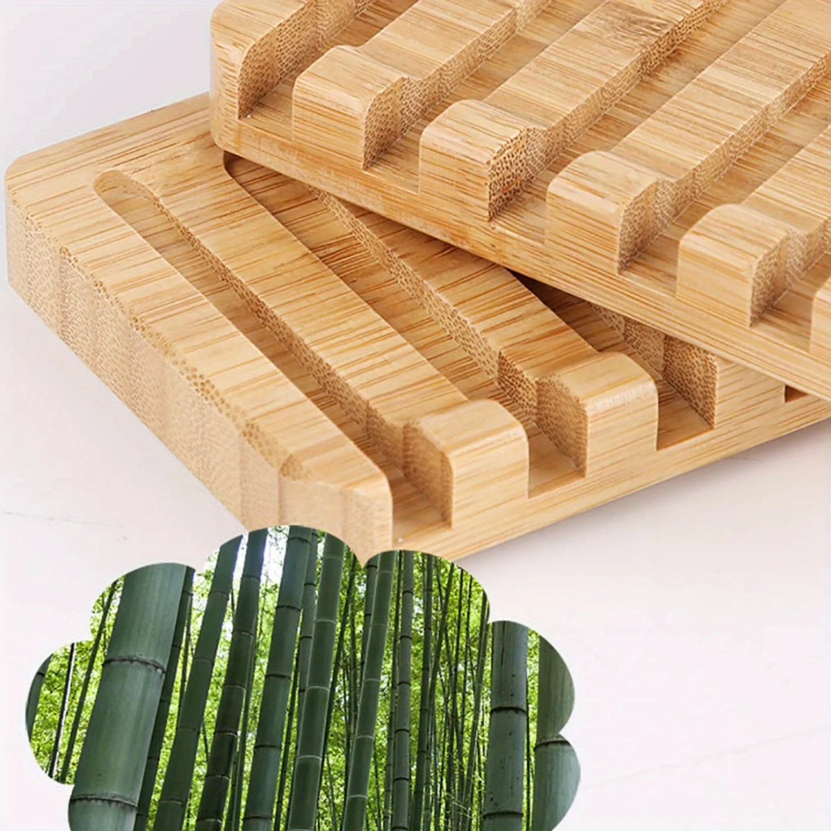 Bamboo Self-Draining Soap Dish – Minimalist Bathroom Soap Rack