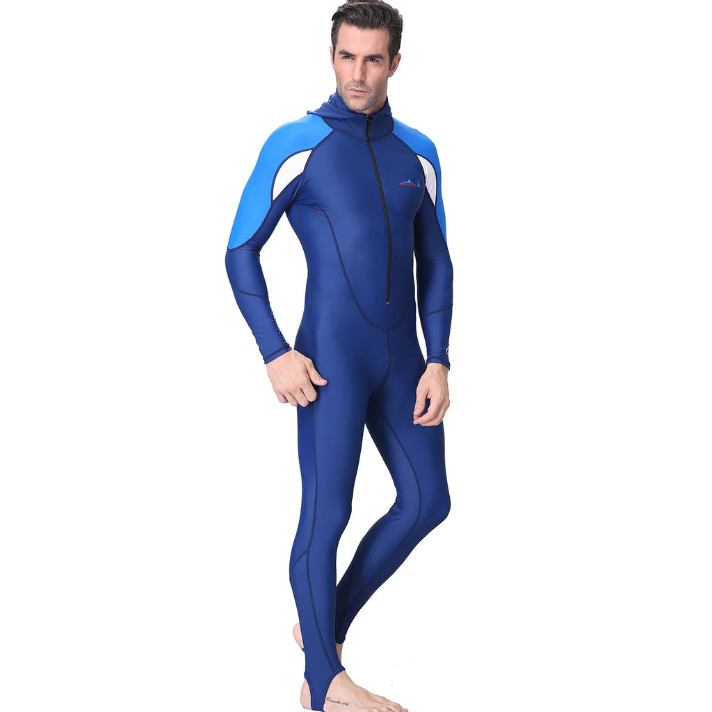 UPF 50+ Hooded One-Piece Rash Guard Wetsuit – Long Sleeve