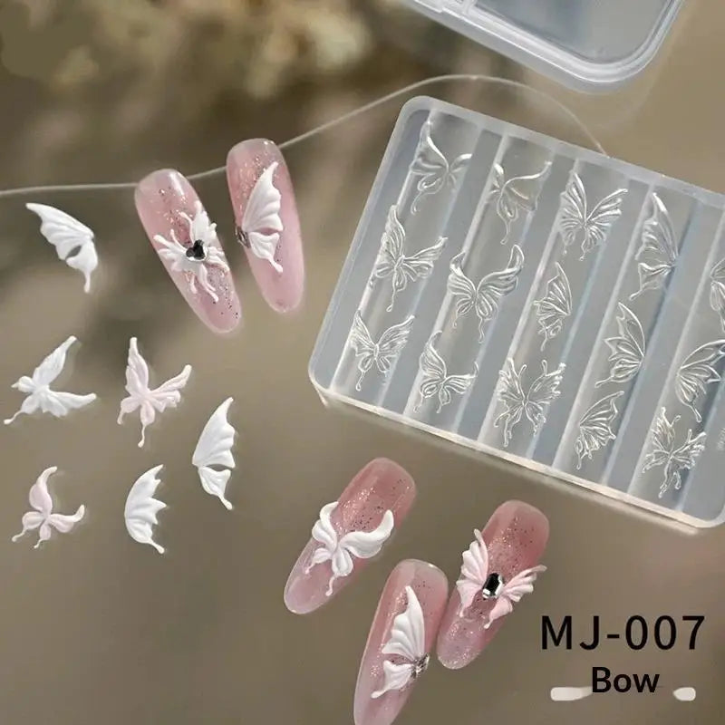 3D Silicone Nail Art Mold – Bow, Rose & Crystal DIY