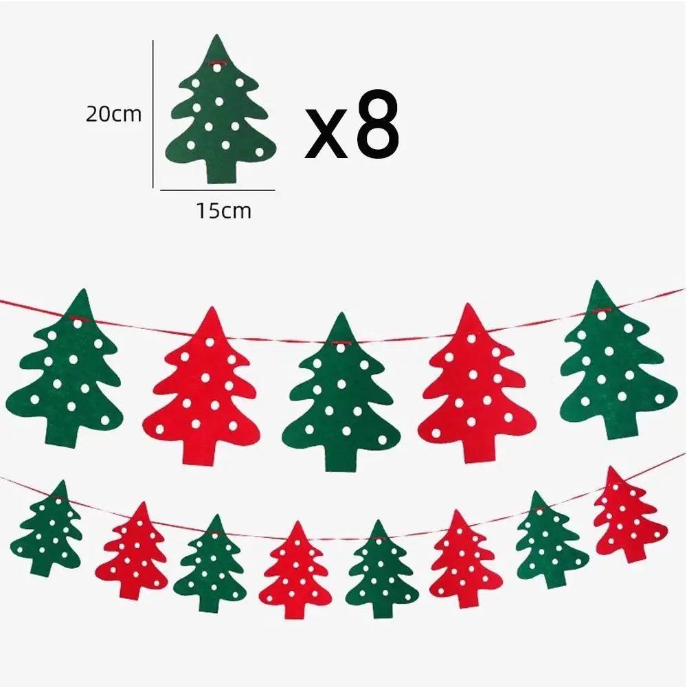 Felt Christmas Banner – Elk & Santa Xmas Pull Flag Wall Decor