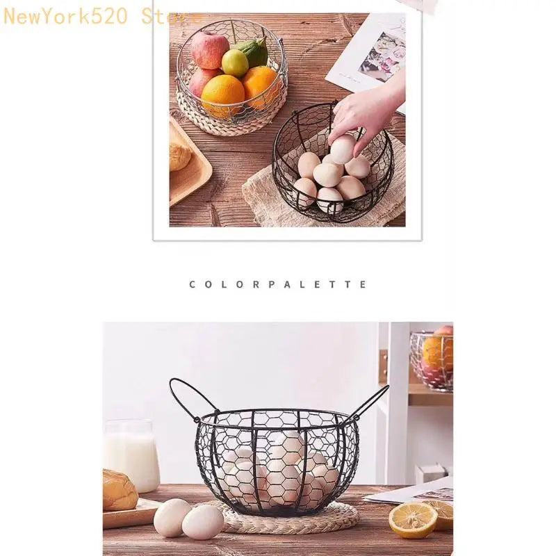 Metal Wire Egg Basket – Farm-Style Kitchen Counter Storage