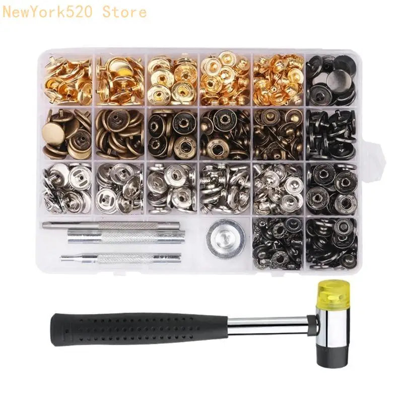 Metal Button Fastener Kit for DIY Clothes, Jackets & Jeans