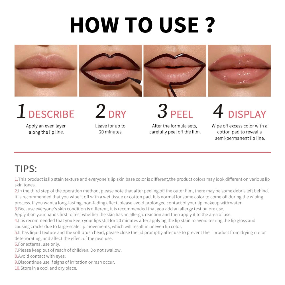 Peel Off Lip Liner Stain – Waterproof Matte Long-Lasting Color