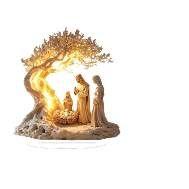 2D Flat Acrylic Nativity Scene Christmas Tabletop Ornament