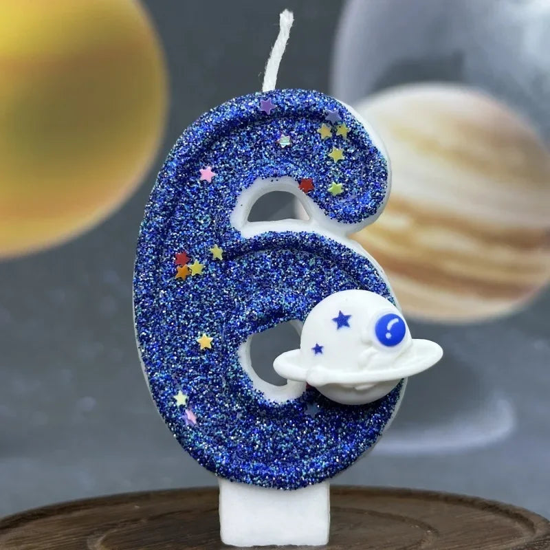 Number Birthday Candles Planet Universe Cake Topper