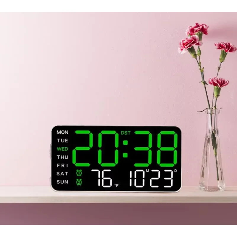 Giant LED Digital Wall Clock – Time, Temp & Date Display