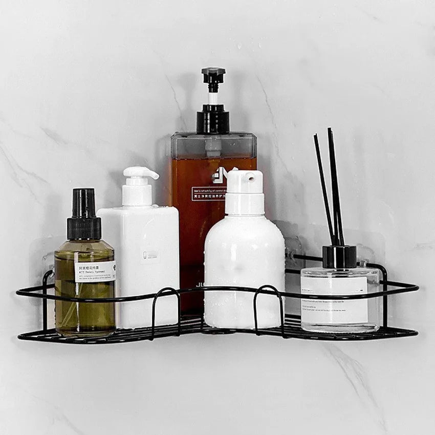 No-Drill Bathroom Corner Shelf | Wall Mounted Shower Organizer