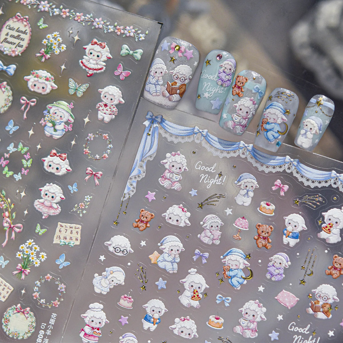 5D Embossed Nail Stickers – Cute Cartoon DIY Nail Decals