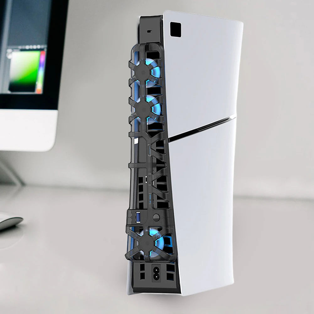 PS5 Slim Cooling Fan – 3 Fans, LED Lights, USB 5V