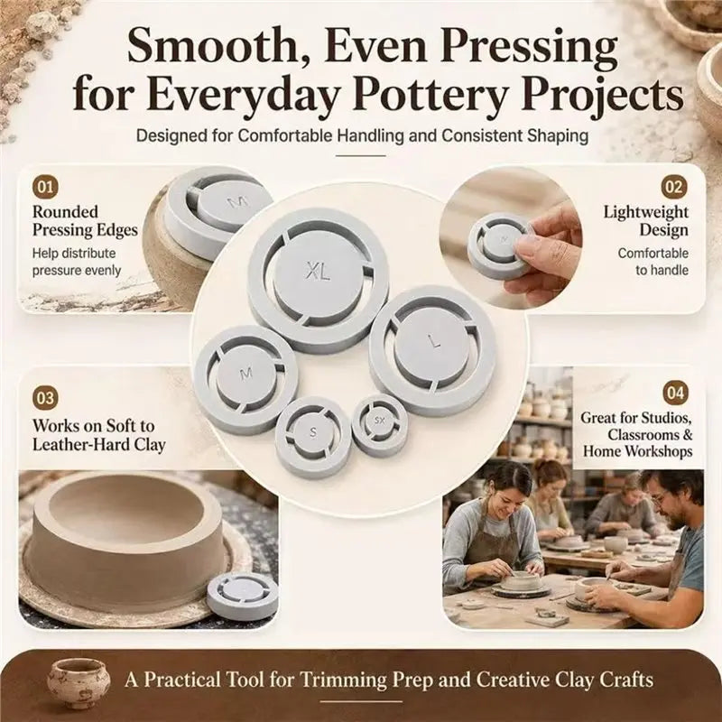 Pottery Foot Ring Tool Clay Base Aligner with 2 Scrapers
