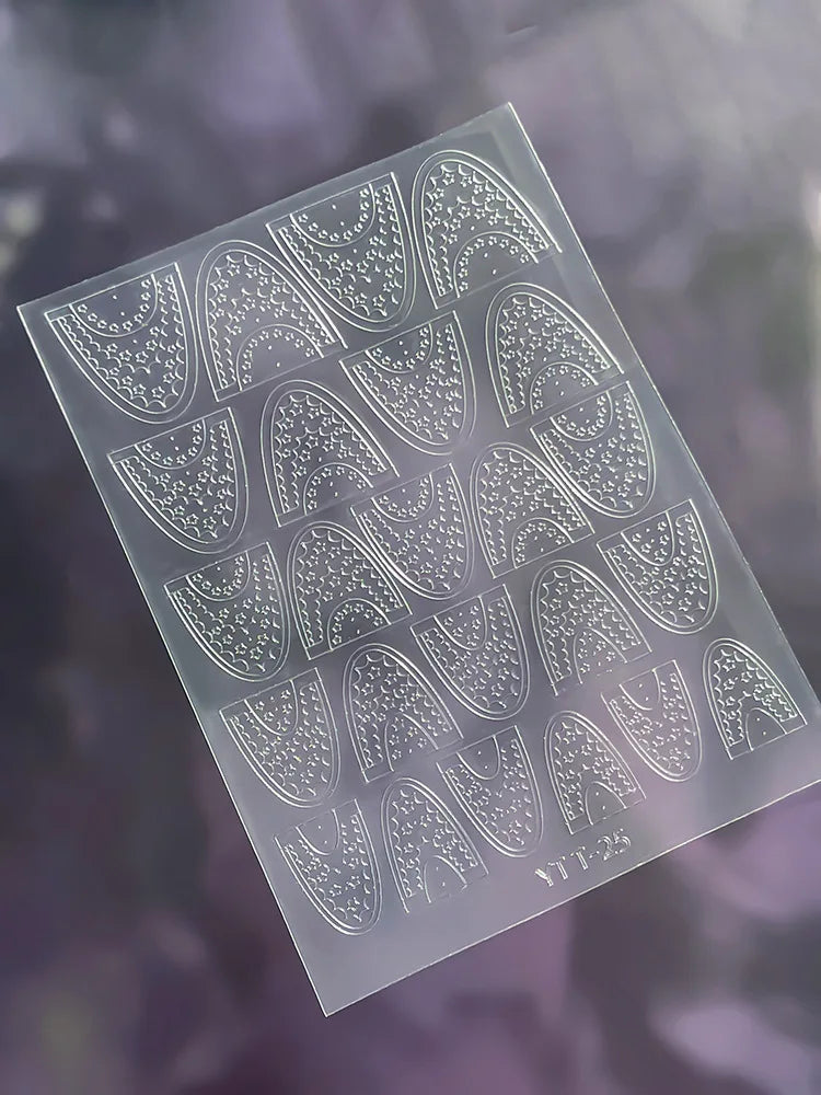 French Nail Art Stickers 3D Decals – Checkered & Heart Designs