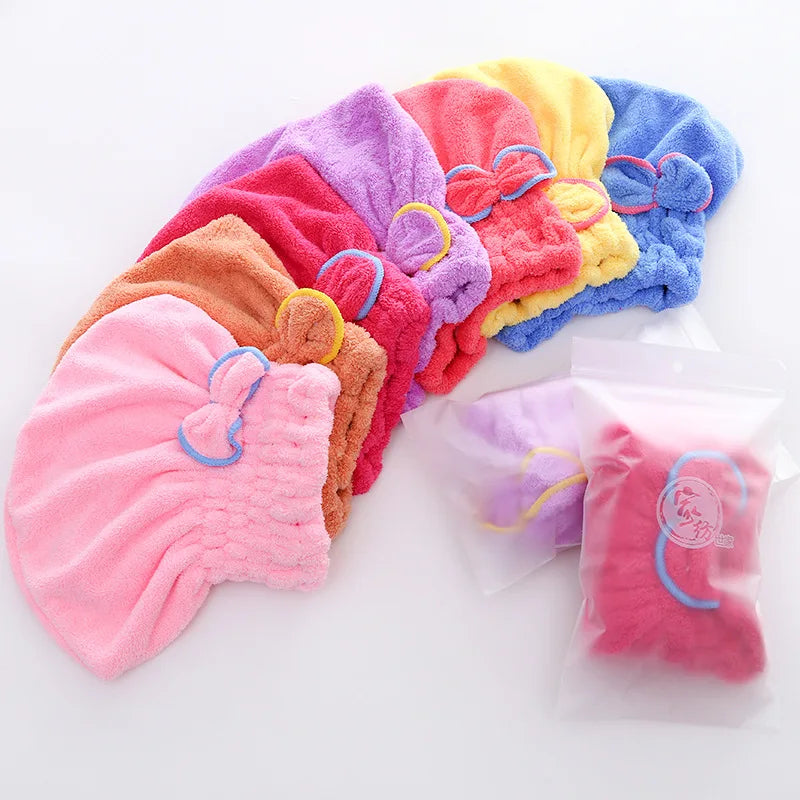 Quick Dry Microfibre Hair Towel Wrap Cap – Bowknot Bonnet