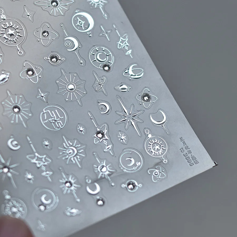 Crystal Star Moon Nail Stickers – DIY Nail Art Decals