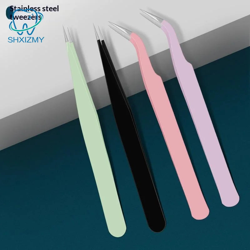 Stainless Steel Eyelash Extension Tweezers – Curved & Straight