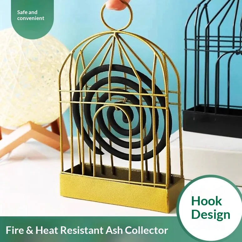 Birdcage Iron Mosquito Coil Holder & Hanging Incense Burner