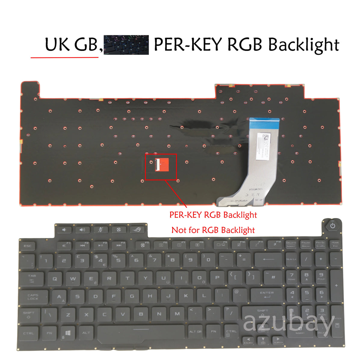 AZUBAY RGB Keyboard for ASUS ROG Strix G731GT G731GU UK/EU