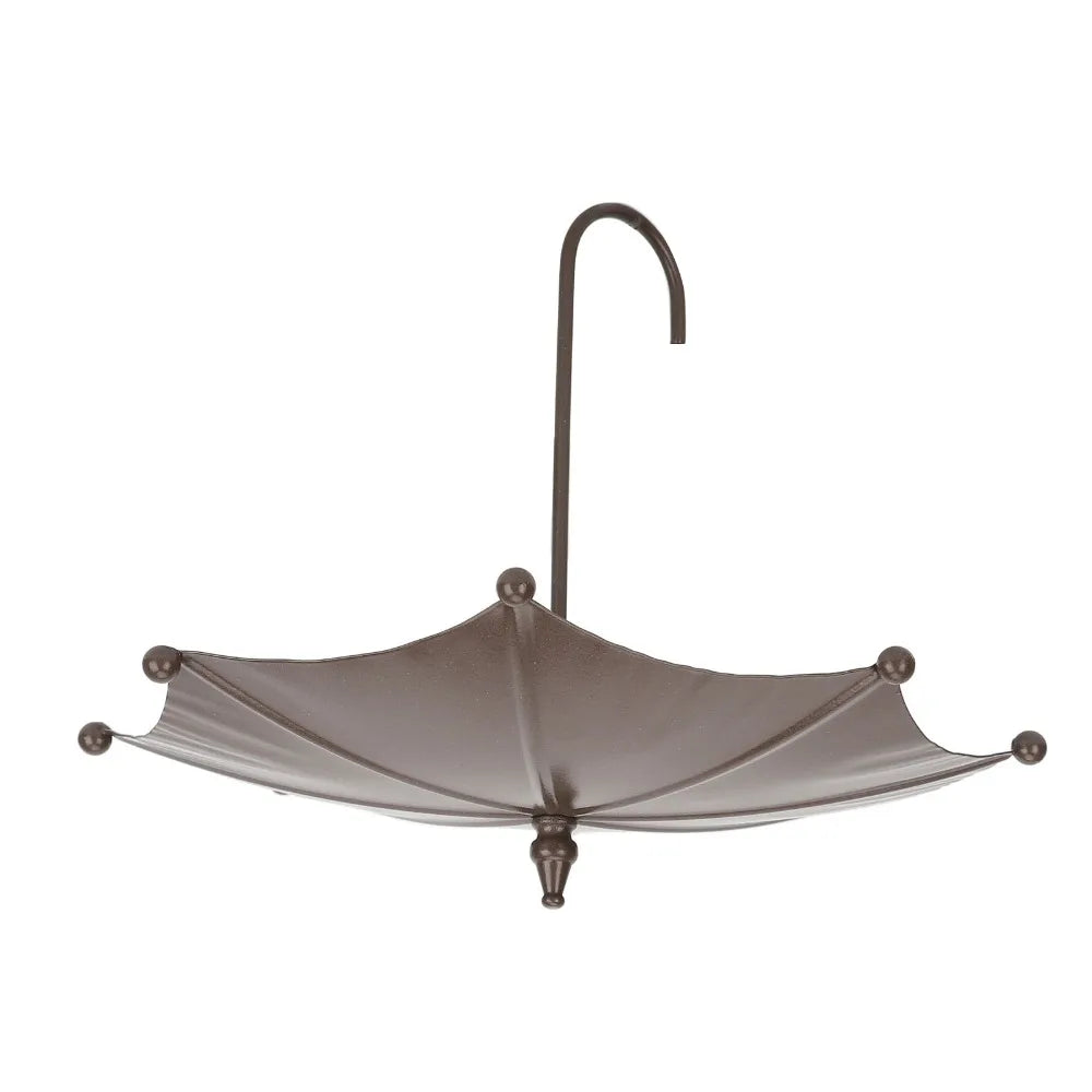 Umbrella Shaped Hanging Iron Bird Feeder Tray – Antique Bronze