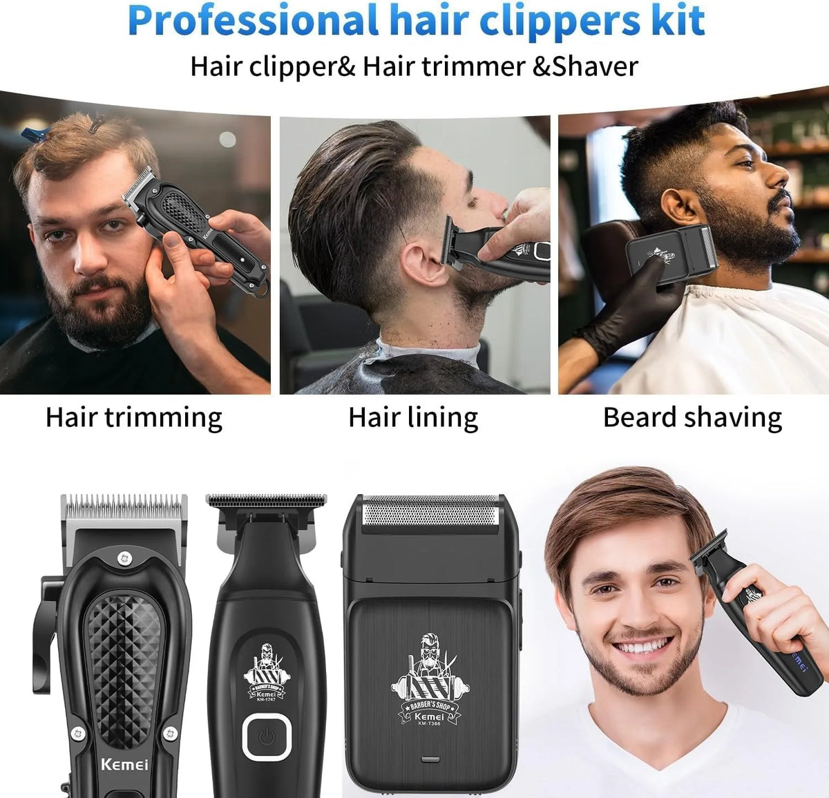 Kemei Cordless Hair Clipper & Men's Grooming Kit