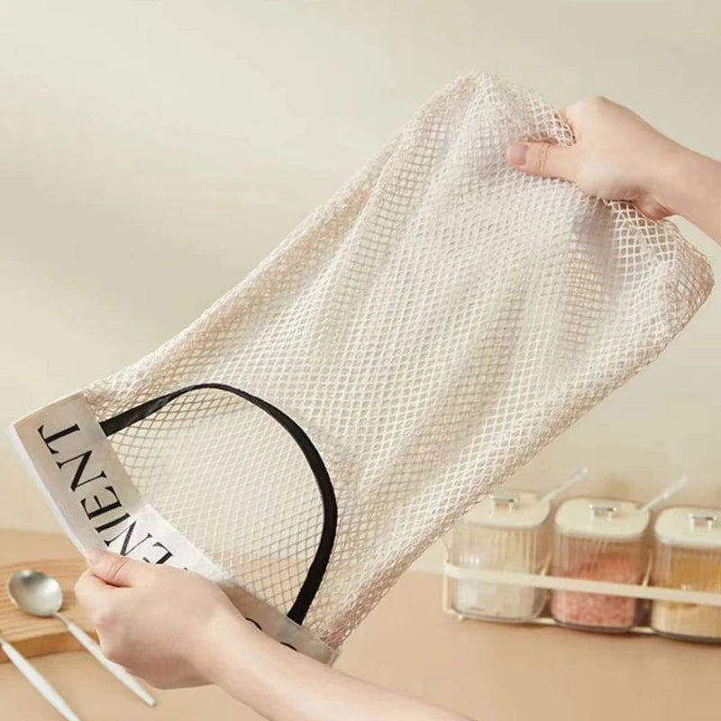 Wall Mount Mesh Grocery Bag Holder & Plastic Bag Dispenser