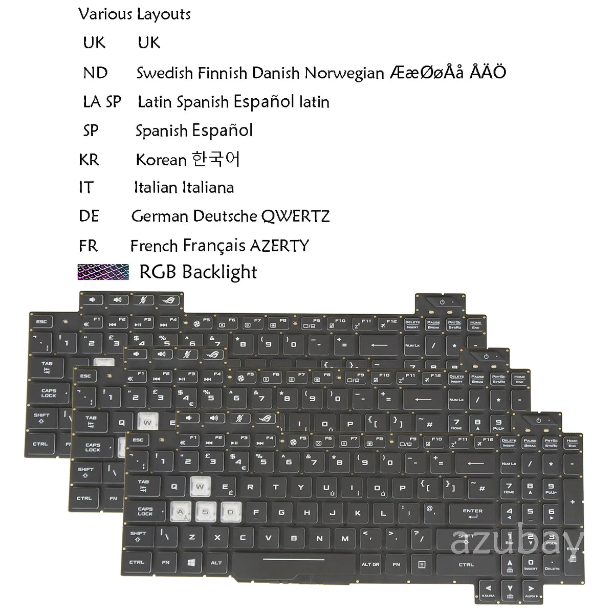 RGB Backlit Keyboard Asus ROG Strix SCAR II GL704GM GV GW