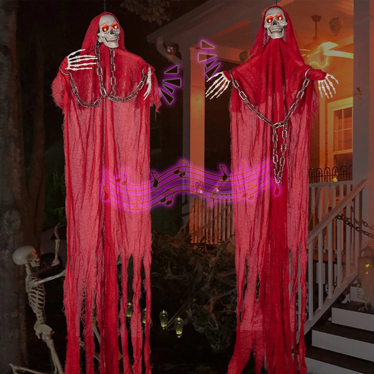 Hanging Grim Reaper Skeleton Decor – Glow in Dark Halloween Prop