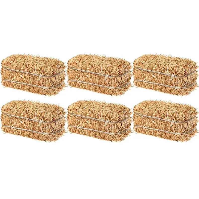 Mini Hay Bales Decor Set of 6 – Rustic Western Party Decoration