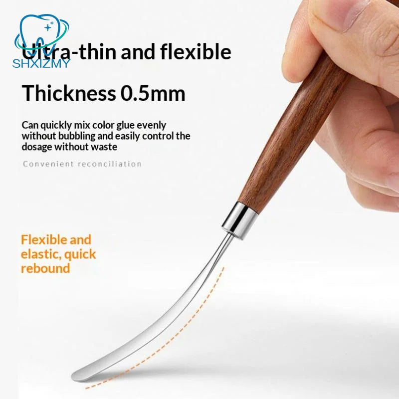 Natural Wood Handle Nail Art Spatula – Stainless Steel Tip