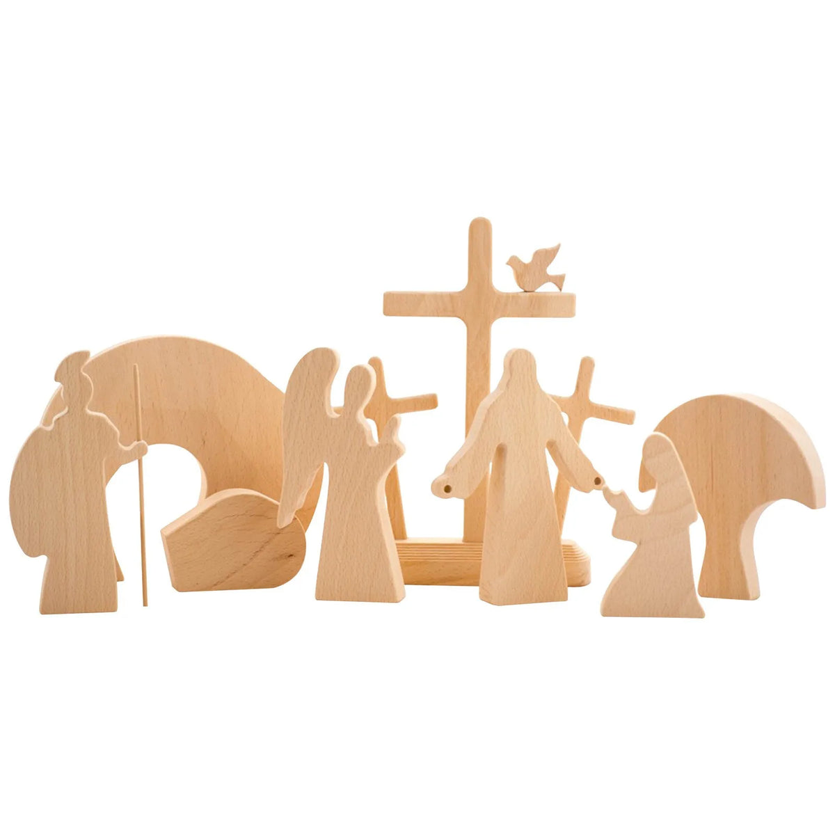Easter Resurrection Scene Wooden Figurine Set – Christ & Tomb