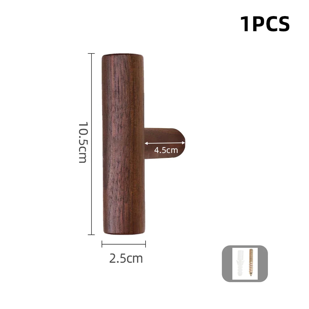 Walnut Wood Wall Hook Rack – Handmade Coat & Hat Hooks