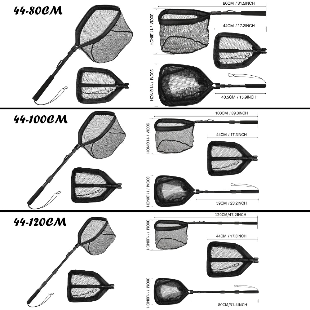 Floating Fishing Landing Net – Rubber Coated Telescoping Handle
