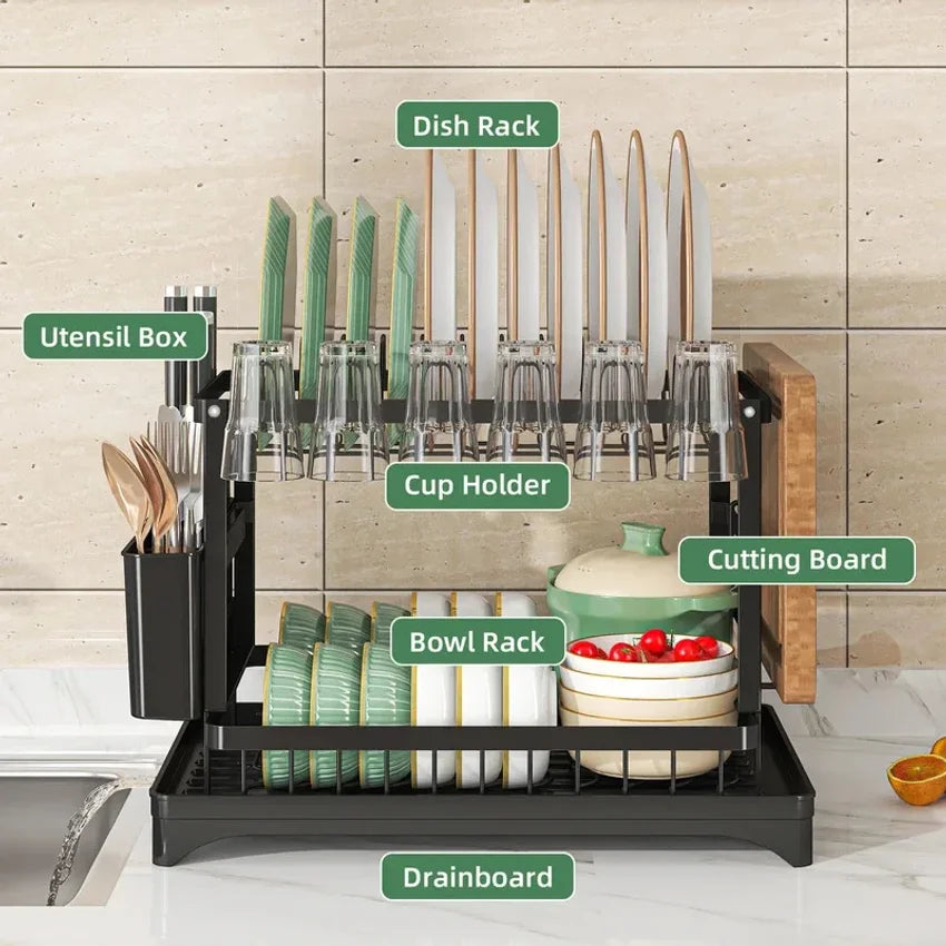 Premium Stainless Steel Dish Rack – Compact Kitchen Organizer