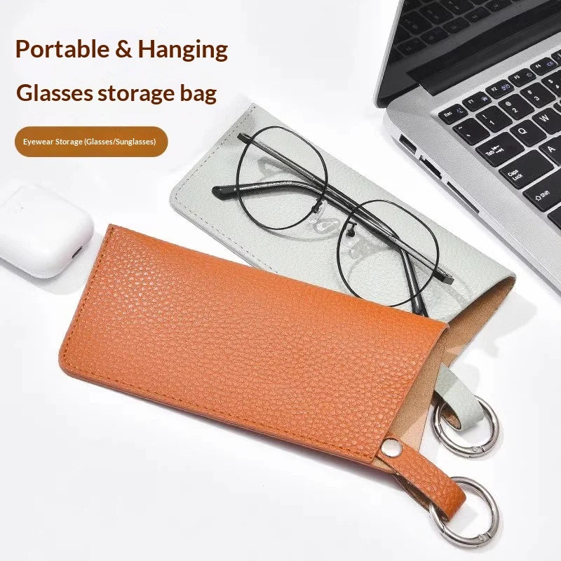 PU Leather Glasses Pouch – Anti-Scratch Sleeve with Key Ring