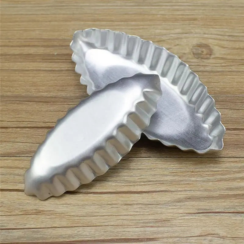 15-Pack Aluminum Boat Shape Mini Cake Moulds – Ribbed Edge