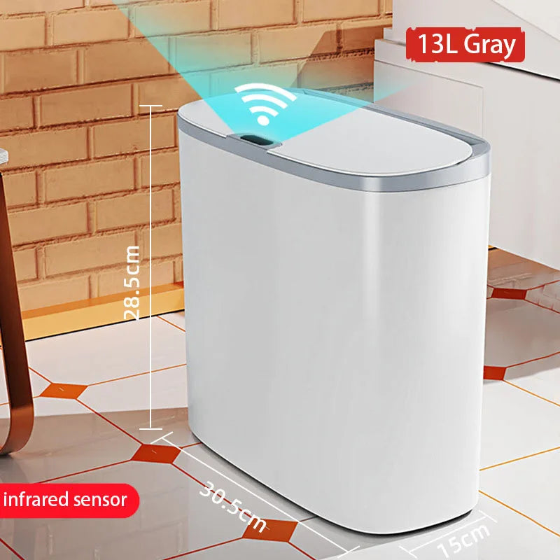 Touchless Motion Sensor Trash Can – Slim Waterproof Bin