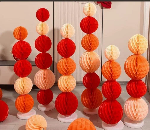 Round Honeycomb Paper Balls DIY Colorful Party Decorations