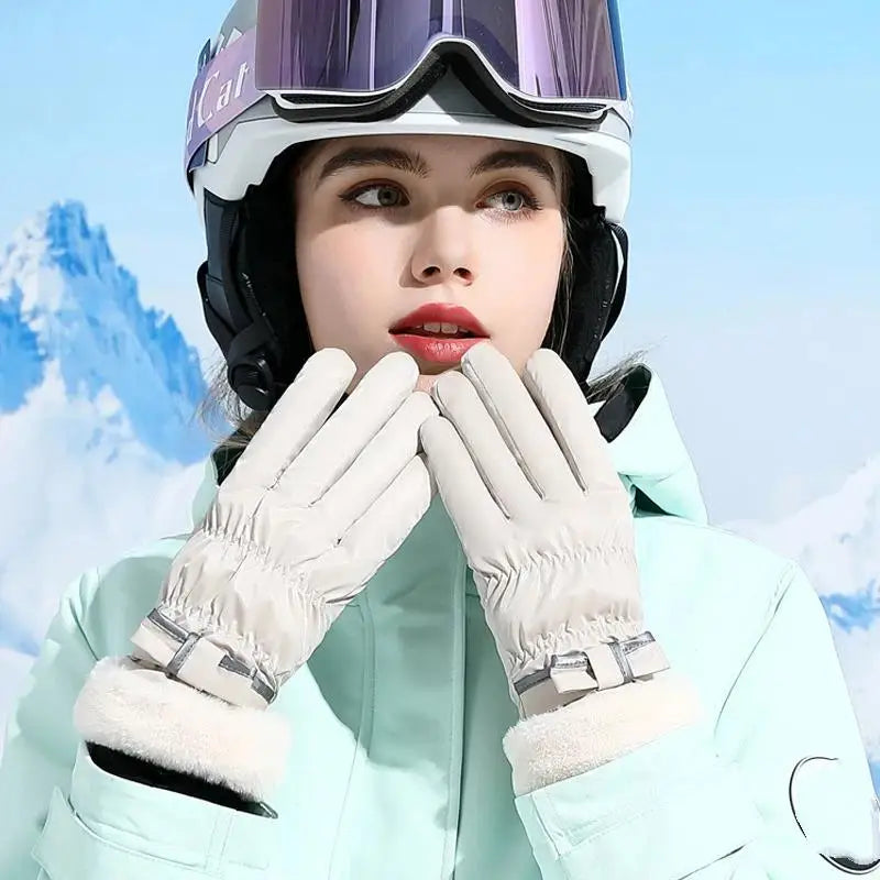 Women's Fleece Ski Gloves – Waterproof Touchscreen Winter