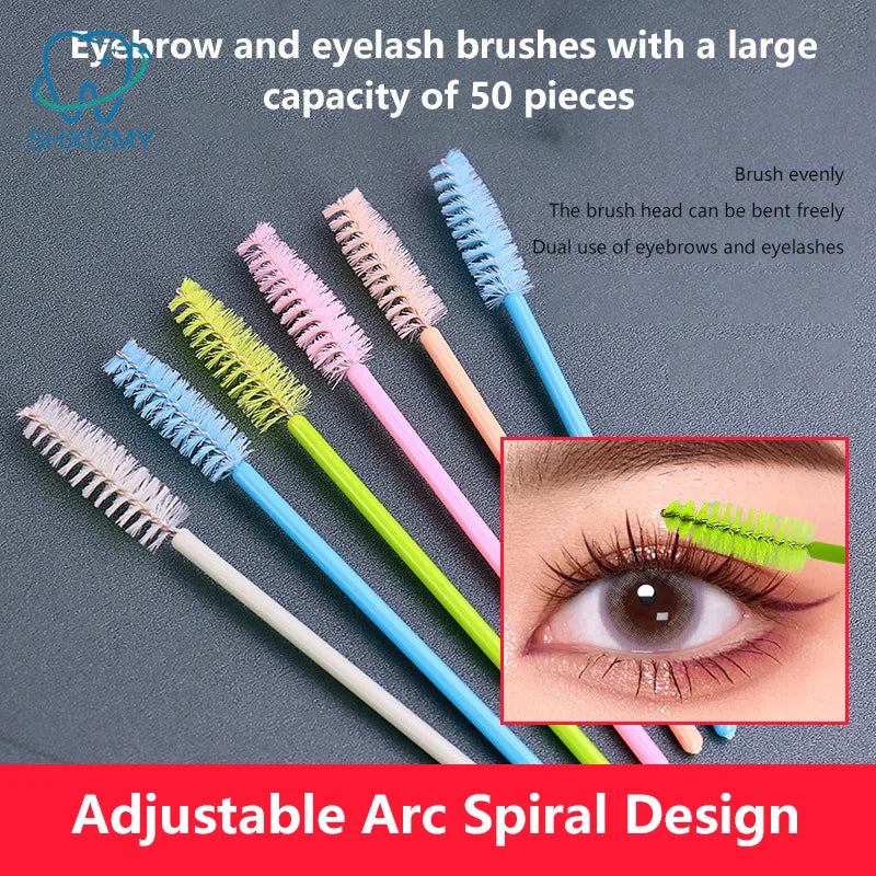 50-Pack Disposable Mascara Wands & Eyelash Spoolie Brushes