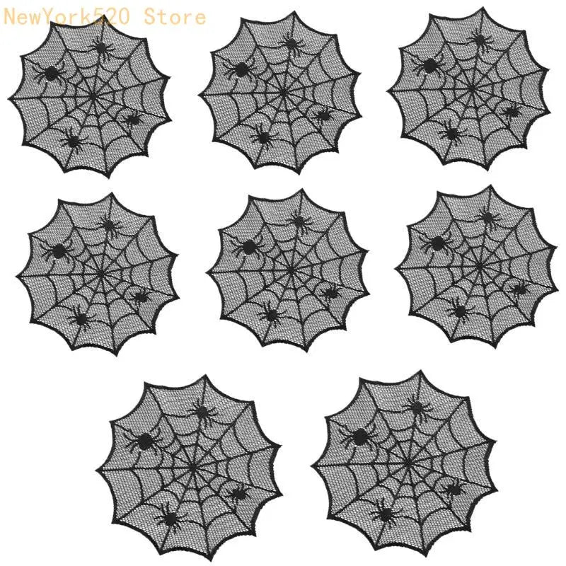 Spider Web Round Lace Placemat – Cobweb Doily Halloween Décor