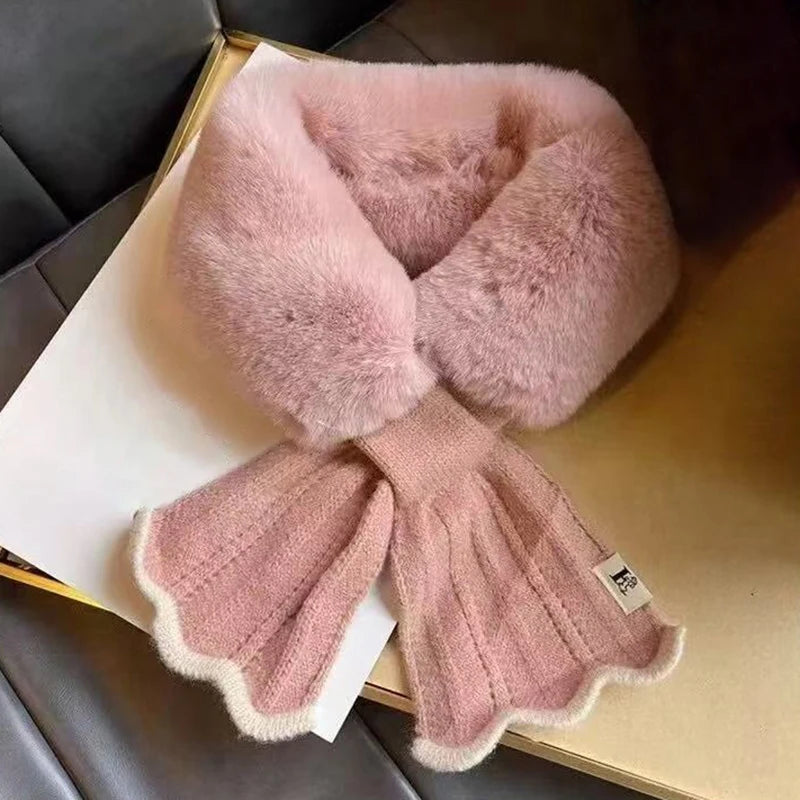 Women's Winter Plush Faux Rabbit Fur Neck Warmer Scarf