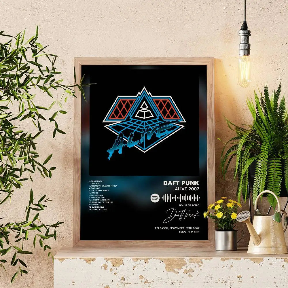 Daft Punk Self-Adhesive Waterproof Art Poster Wall Sticker