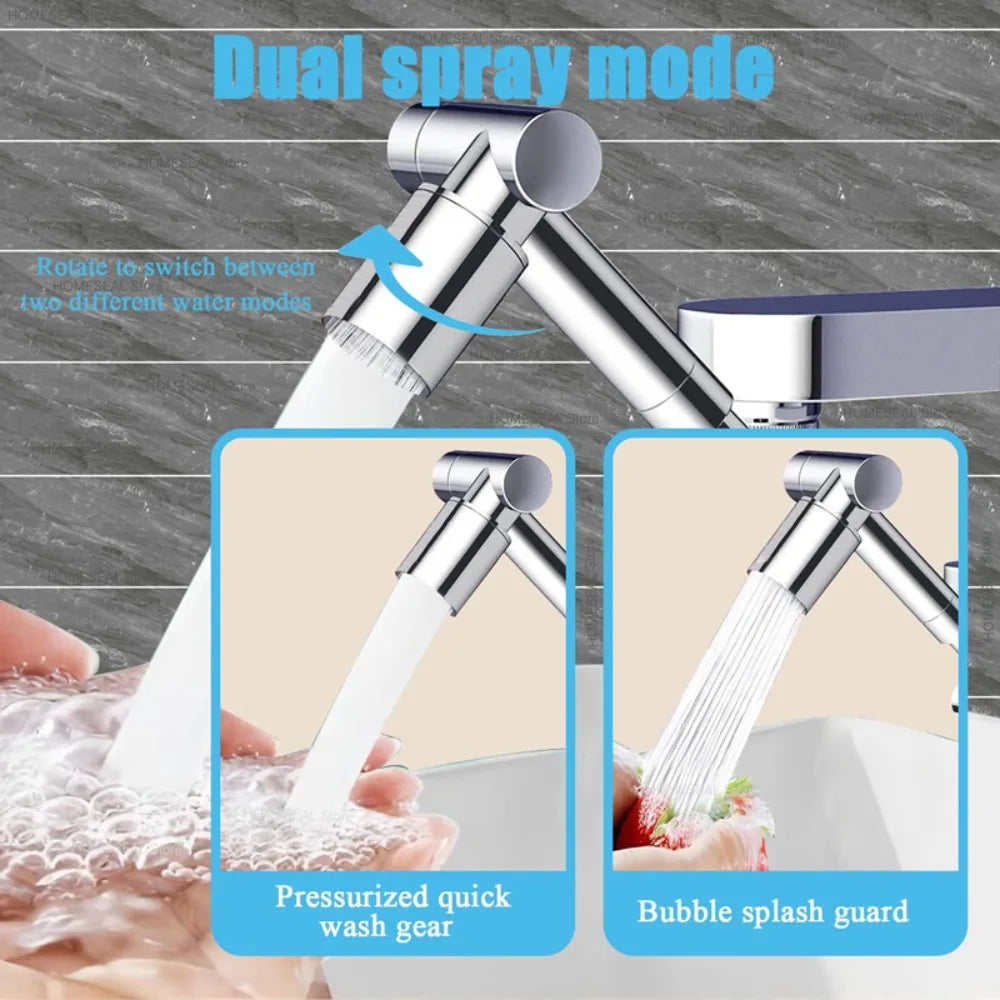 1440° Rotatable Extendable Faucet Aerator – 2-Mode Tap Bubbler