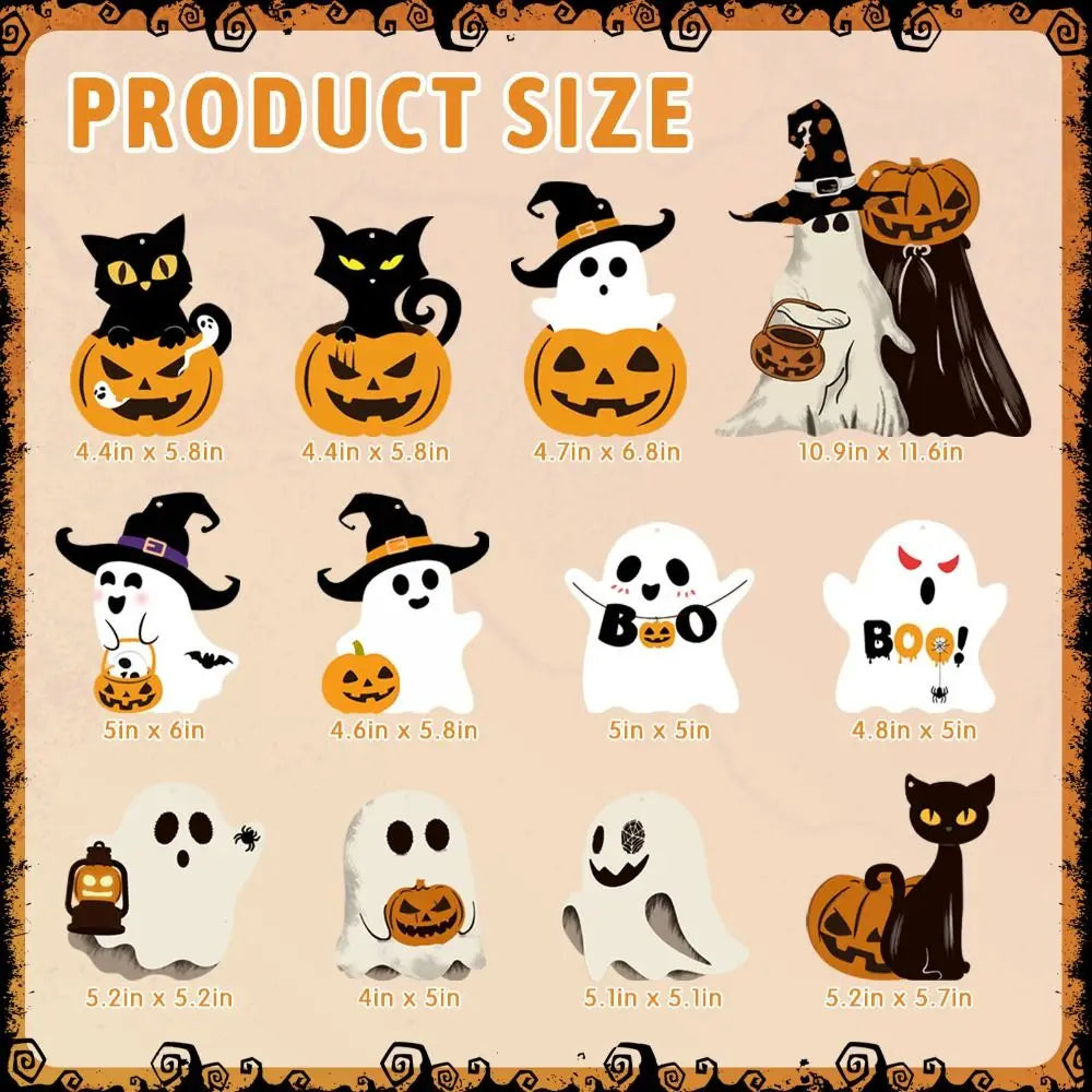 12-Pack Hanging Paper Ghost Ornaments – Halloween Party Decor