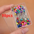 98pcs Mixed Color Metallic Large Head Sewing Pins Set