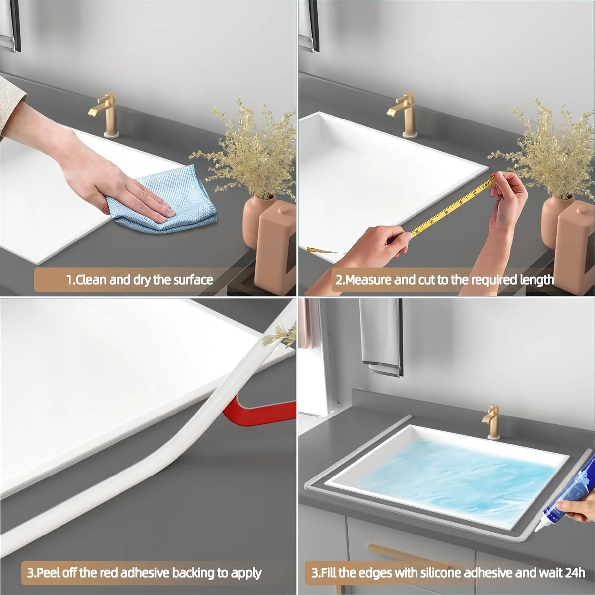 Silicone Splash Guard Self-Adhesive Foldable Moisture Barrier