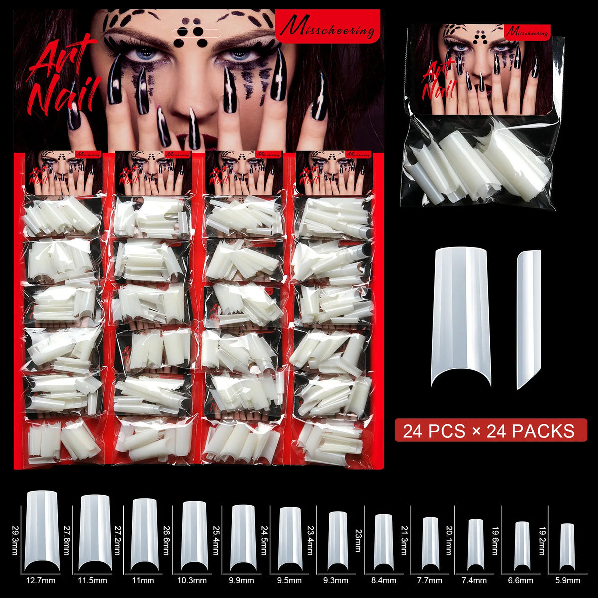 24-Pack Acrylic Press-On Fake Nails – Natural DIY Manicure Kit